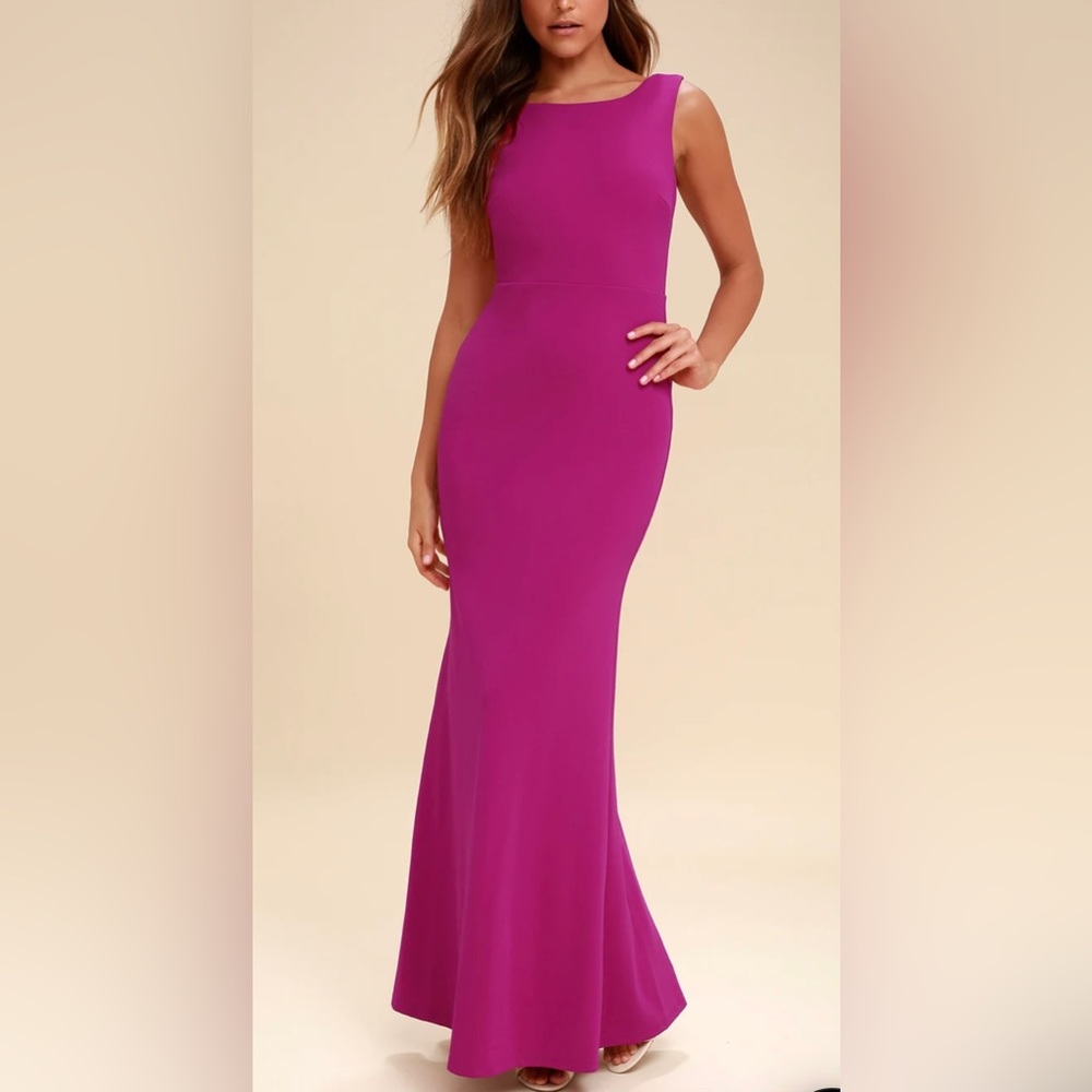 Backless formal magenta maxi dress